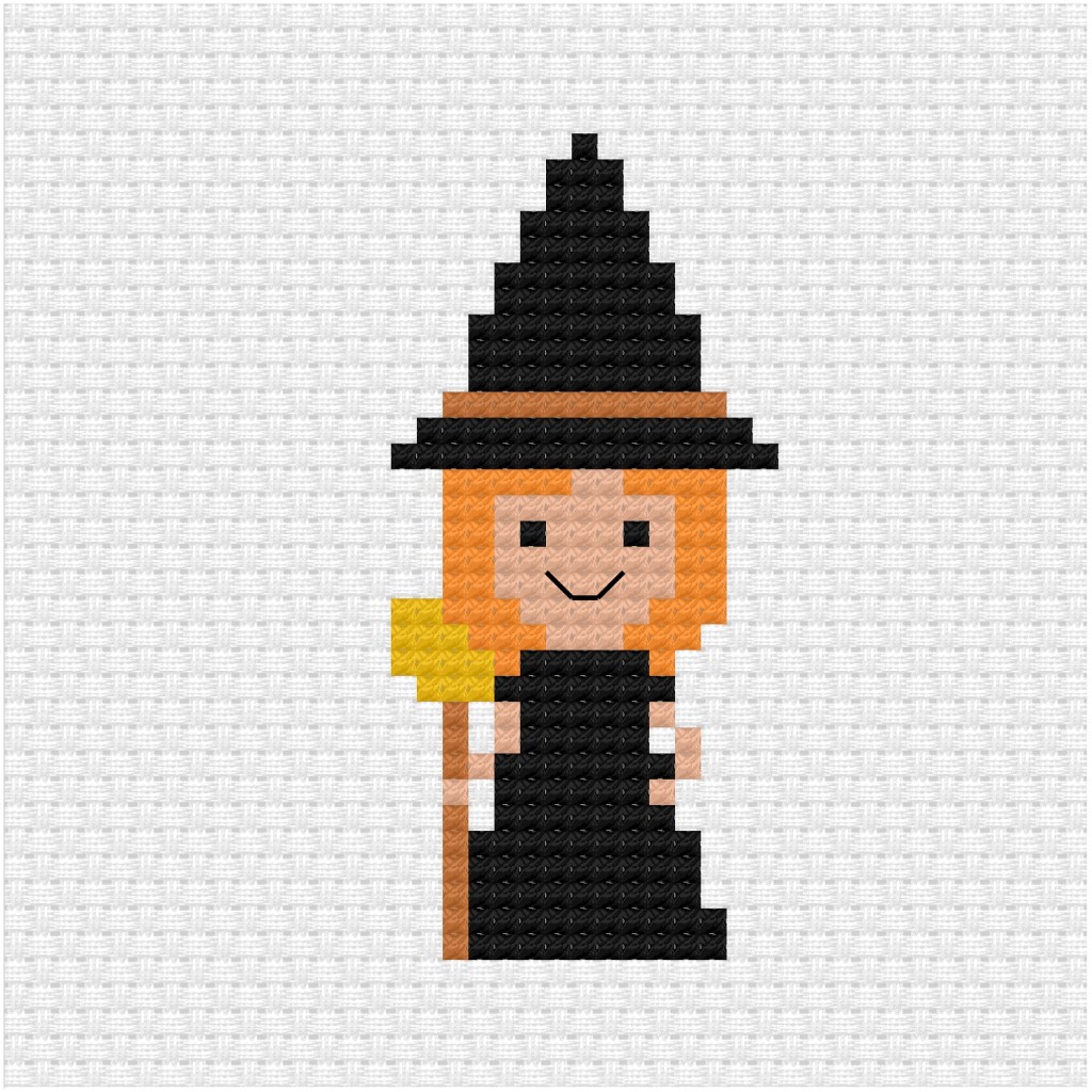 Halloween Witch Cross Stitch Pattern Ringcat Design