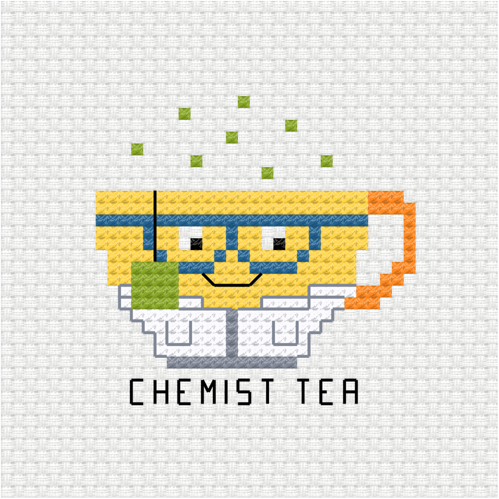 Chemist tea cross stitch pattern - Ringcat Design